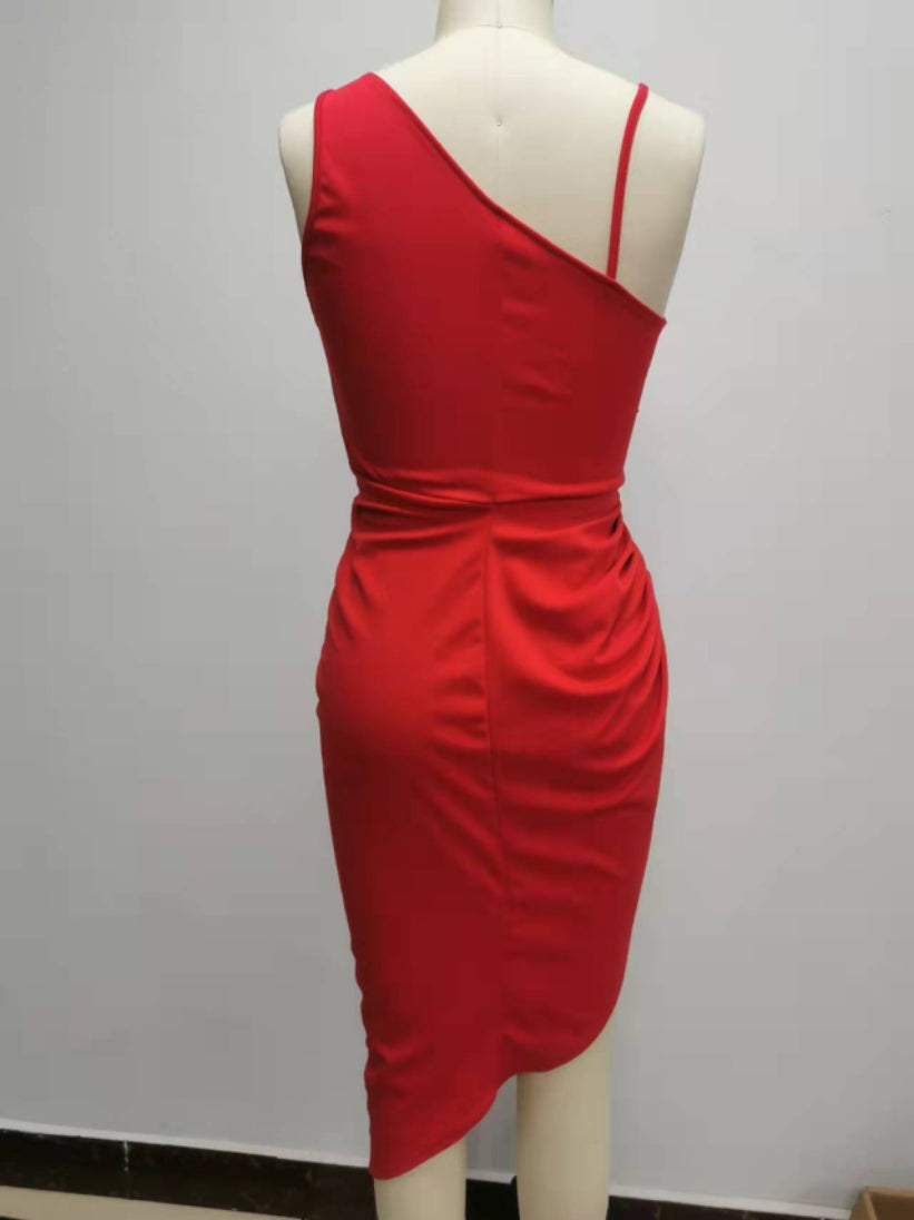 Women's Solid Sexy Sequin Slit Maxi Pleated One-Shoulder Evening Dress 22