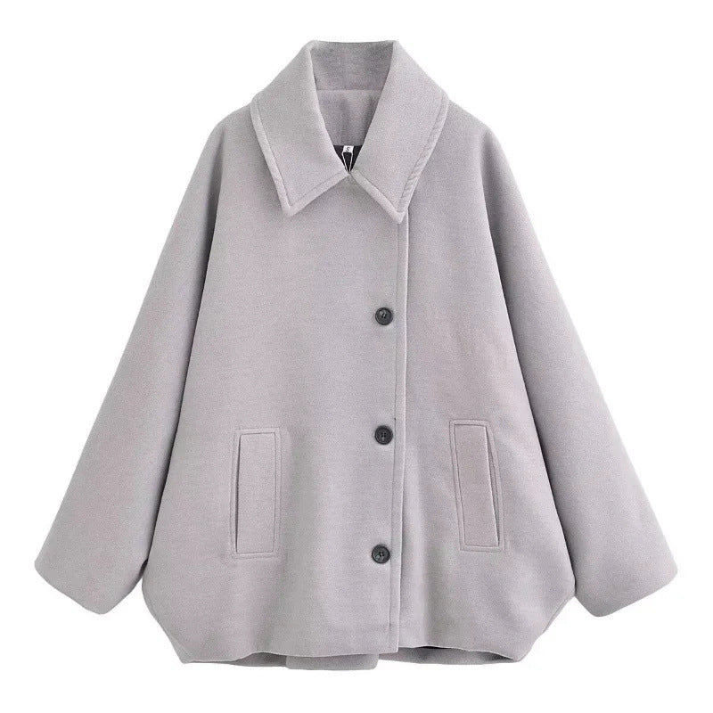 Women's Single-Breasted Turndown Collar Loose Coat 13