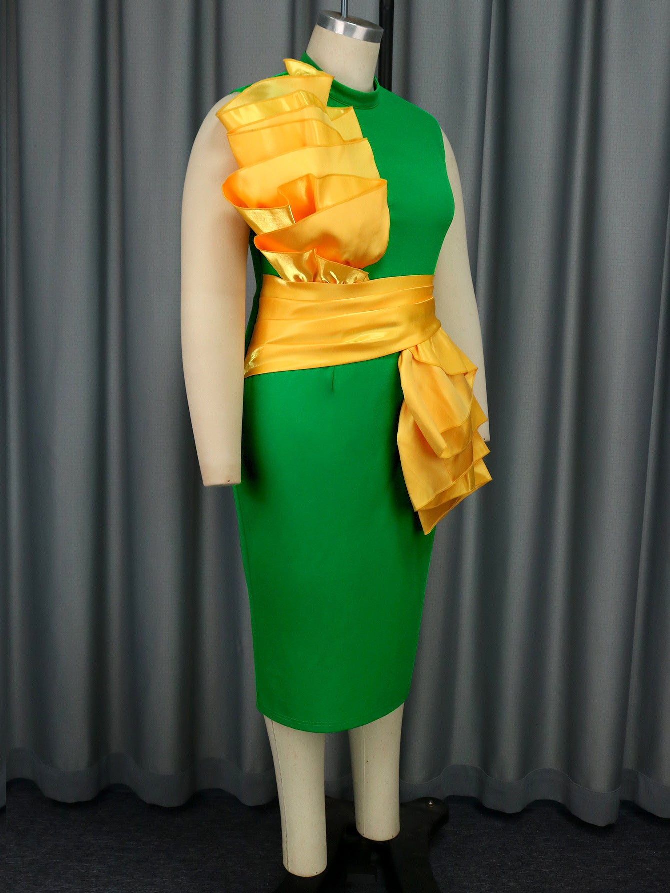 Elegant Contrast Color Sleeveless Slim Formal Party Dress 5