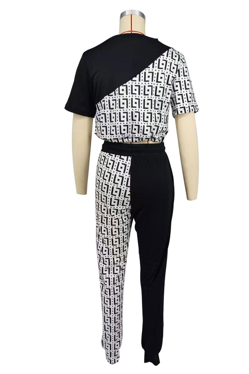 Women Fall Casual Colorblock Top and Pant Two-Piece Set 10