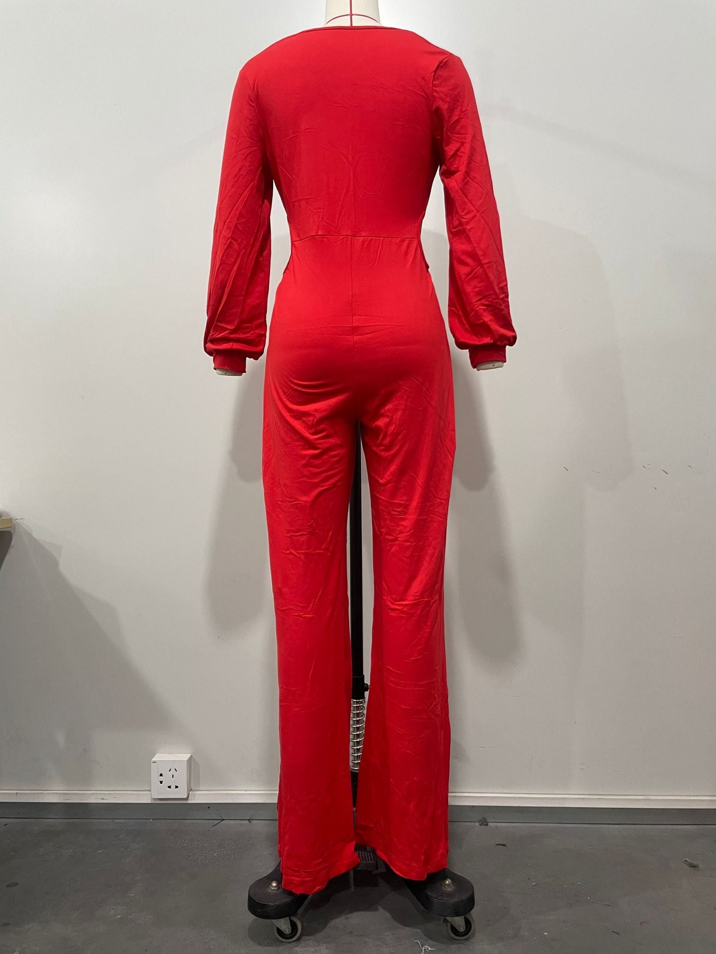 Feminine Solid Color Women's Long Sleeve Jumpsuit 7