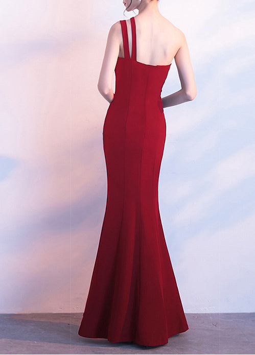 Women One Shoulder Cutout Formal Party Maxi Mermaid Evening Dress 10