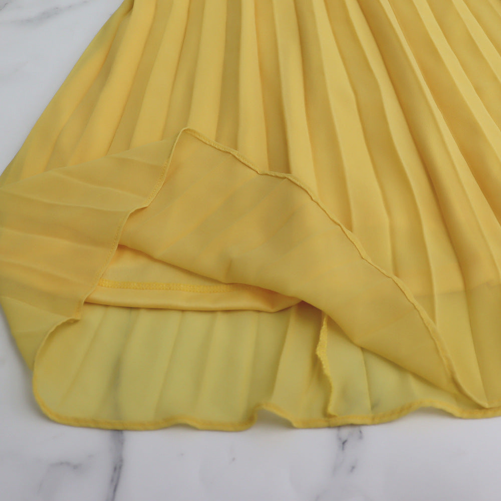 Sexy Low Back Halter Neck Tank Top Pleated Maxi Skirt Two-Piece Set 18