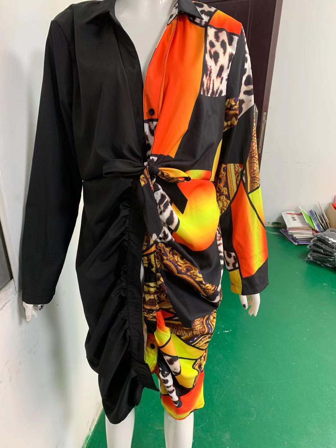 Summer Formal Long Sleeve Print Ruched Mini Dress 3