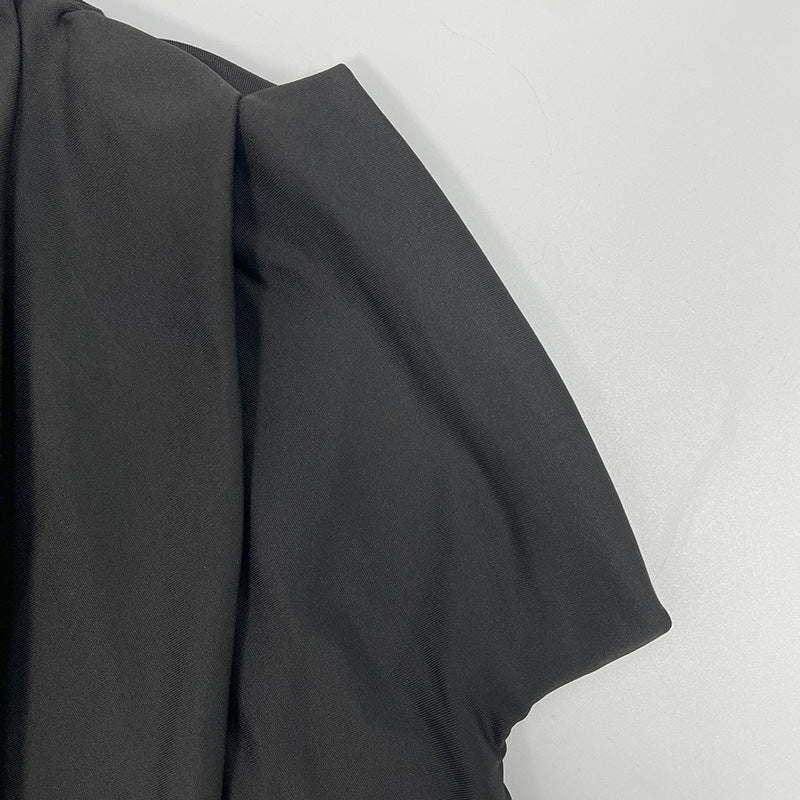 Women's Autumn Fashion Slim Fit Round Neck Long Sleeve Shirred Bodycon Irregular Ribbon Dress 28