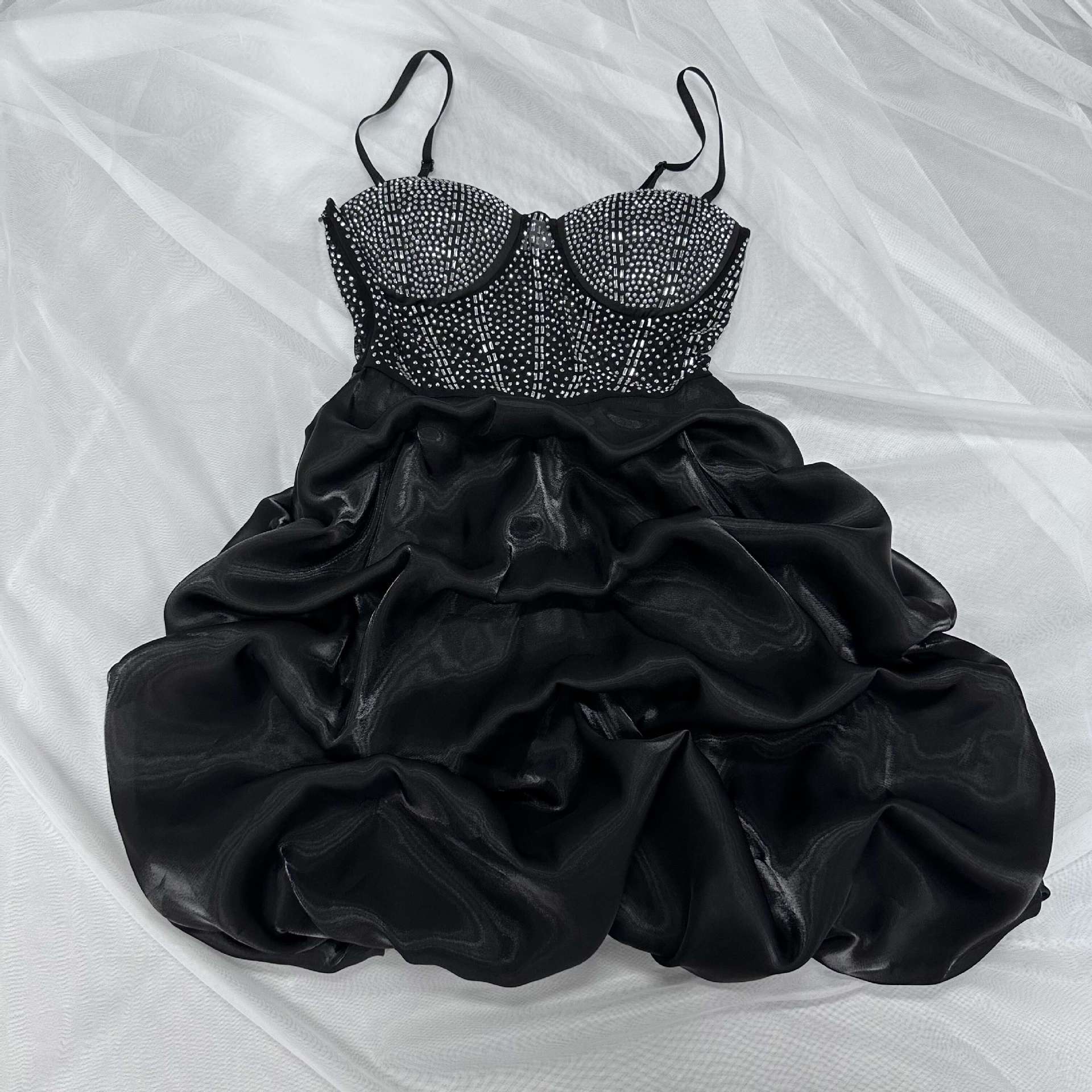 Women Sexy Beaded Stretch Camisole Cascading Ruffles Dress Tutu 19