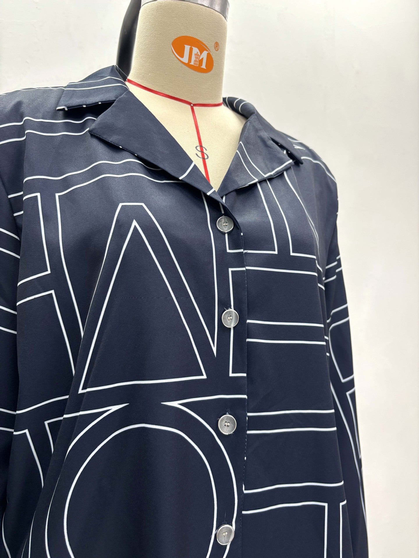 African Women Turndown Collar Long-sleeved printed shirt and wide-leg pants two-piece set 6