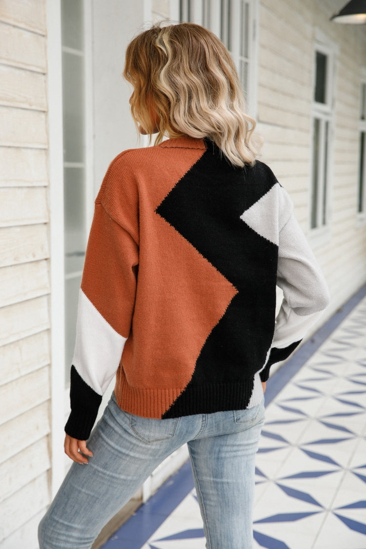 Winter Basic Diamond Pullover Sweater Long Sleeve Round Neck Hipster Plus Size Knitting Shirt 4