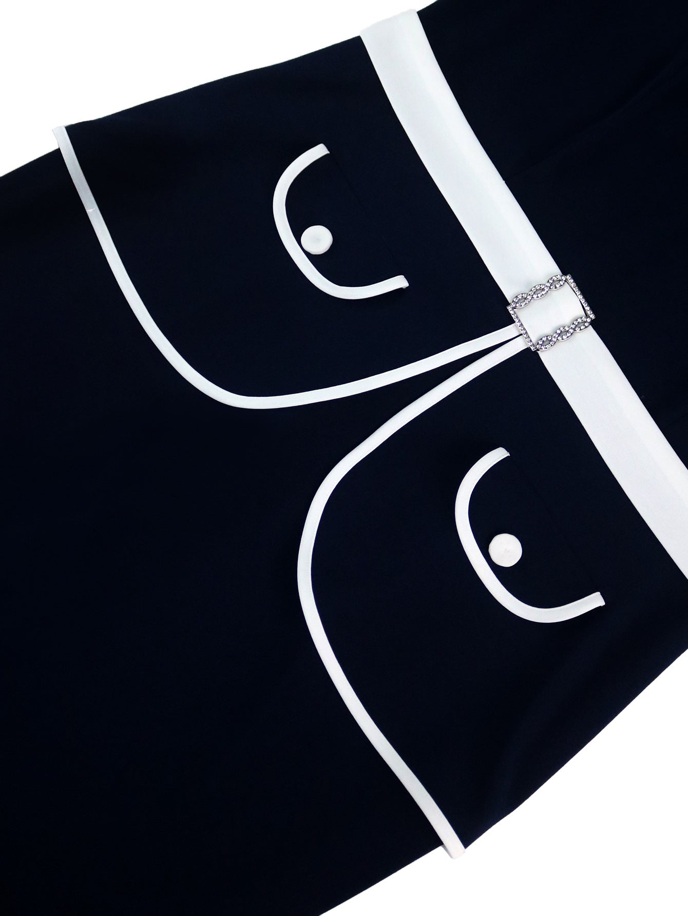 Women Round Neck Bodycon Waist Button Ruffle Dress 13