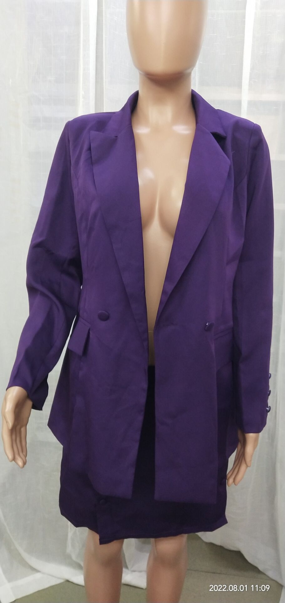 Solid Color Suit Blazer Coat Skirt Two Piece 41