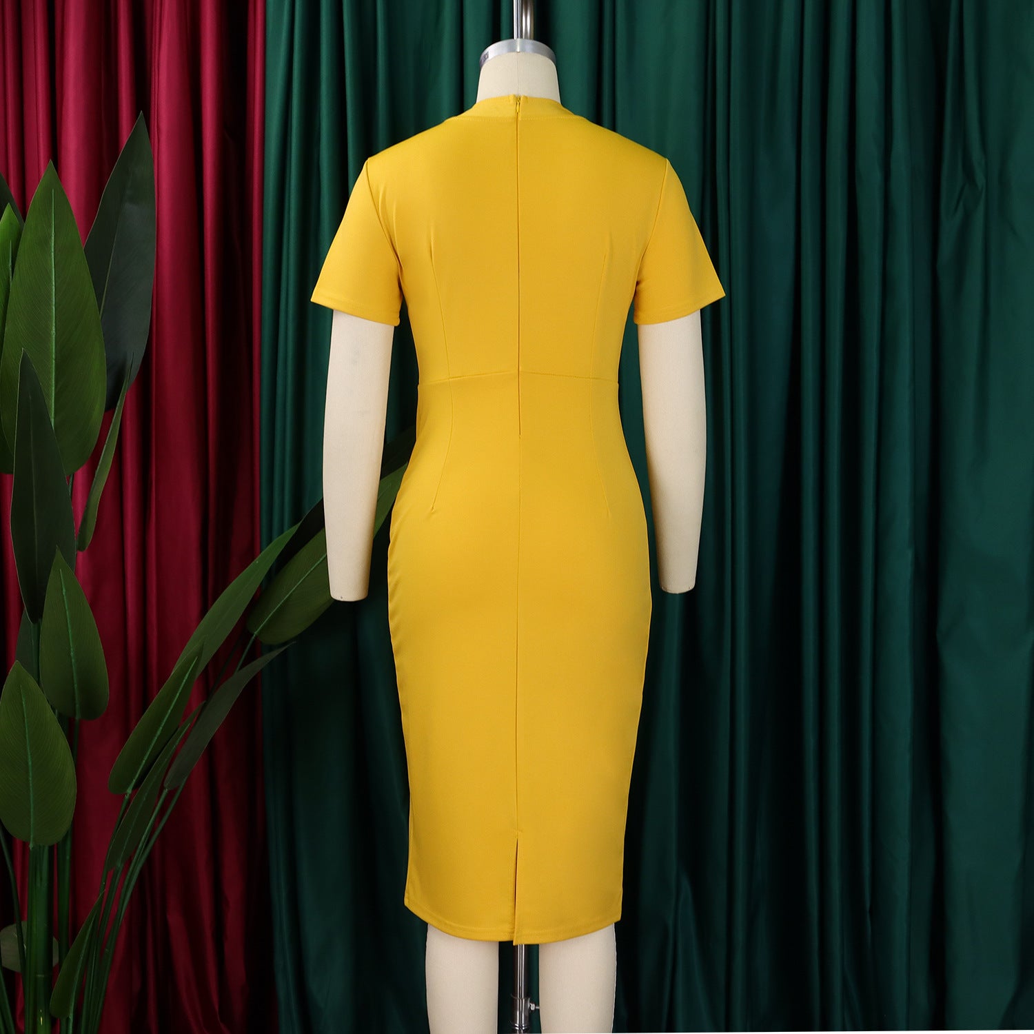 Women Chic Short Sleeve Half Turtleneck Bodycon Dress 15