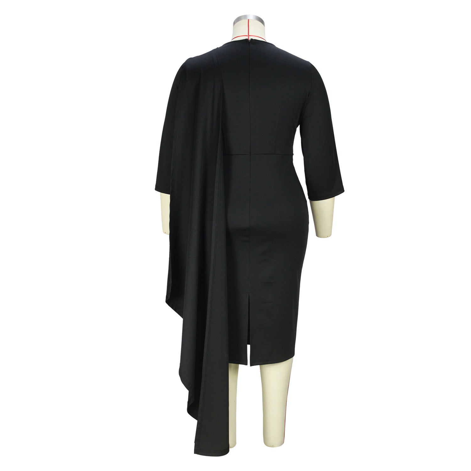 Plus Size Women Solid Patchwork Bodycon Dress 6