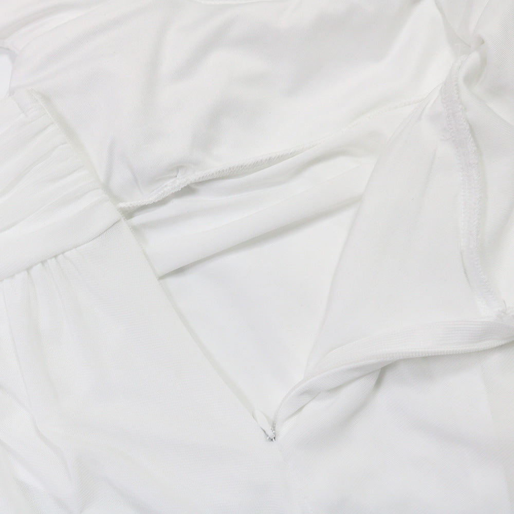 Sexy V-Neck Tie Low Back See-Through Jumpsuit with Long Pants for Women 15