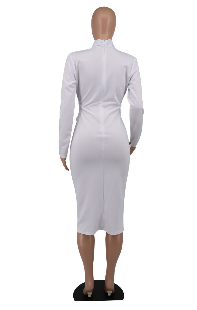 Women's Autumn V-Neck Long Sleeve Bodycon Dress 9