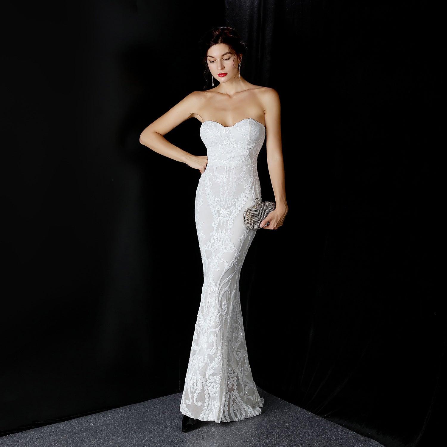 Women Sequined Skirt Ball Party Evening Dress 8