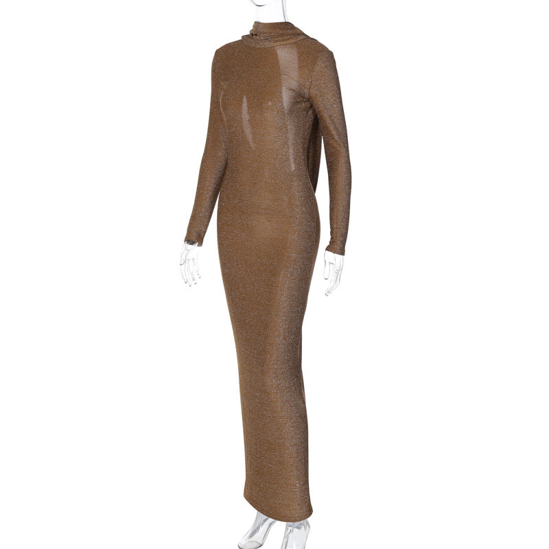 Women Long Sleeve Sexy Backless Maxi Dress 12