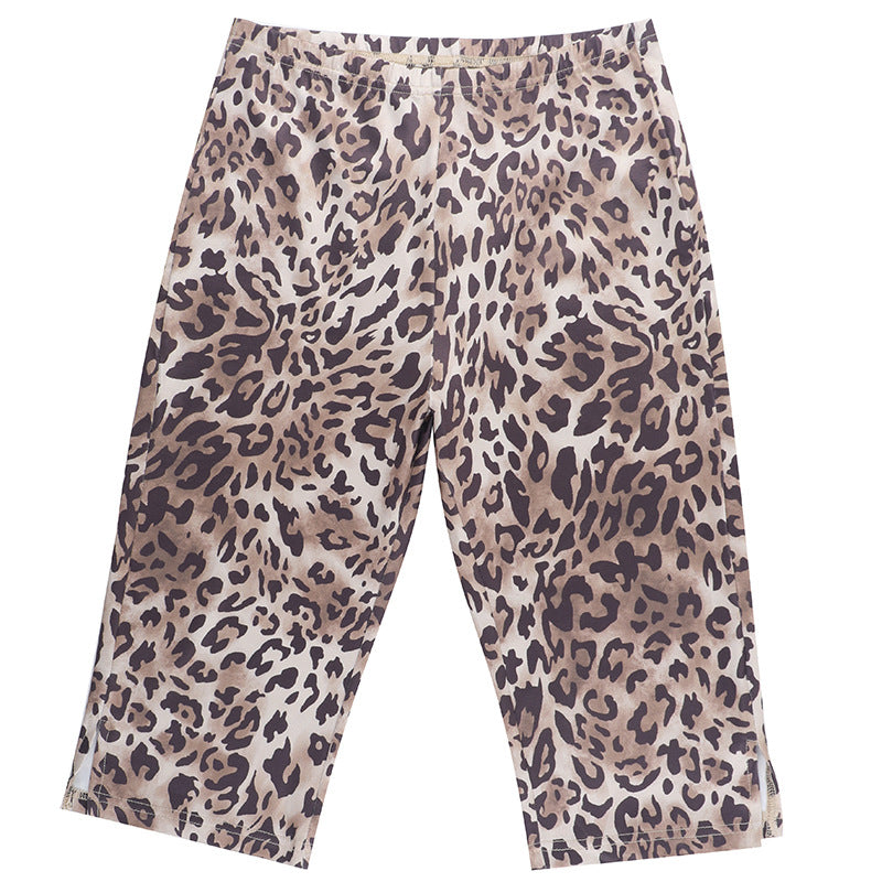 Women Summer Leopard Print Knee-Length Shorts 9
