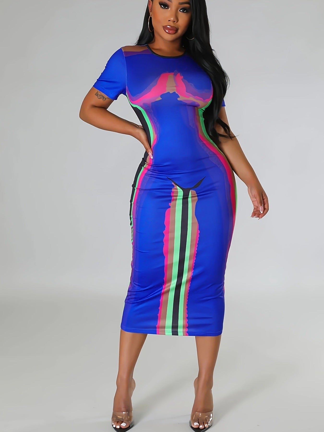 Women Print Short Sleeve Dress