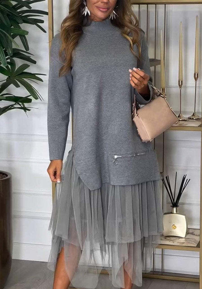 Women Fall/Winter Casual Mesh Top and Skirt Two-piece Set 9