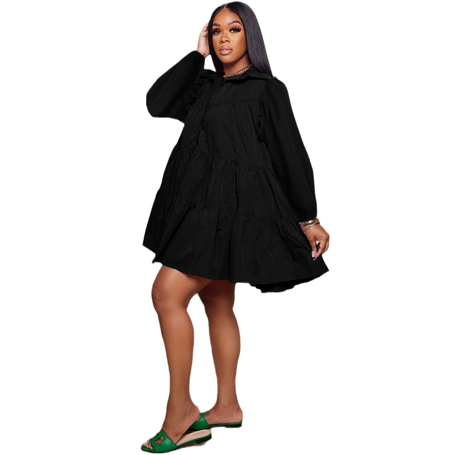 Women Casual Loose Long Sleeve Dress 9