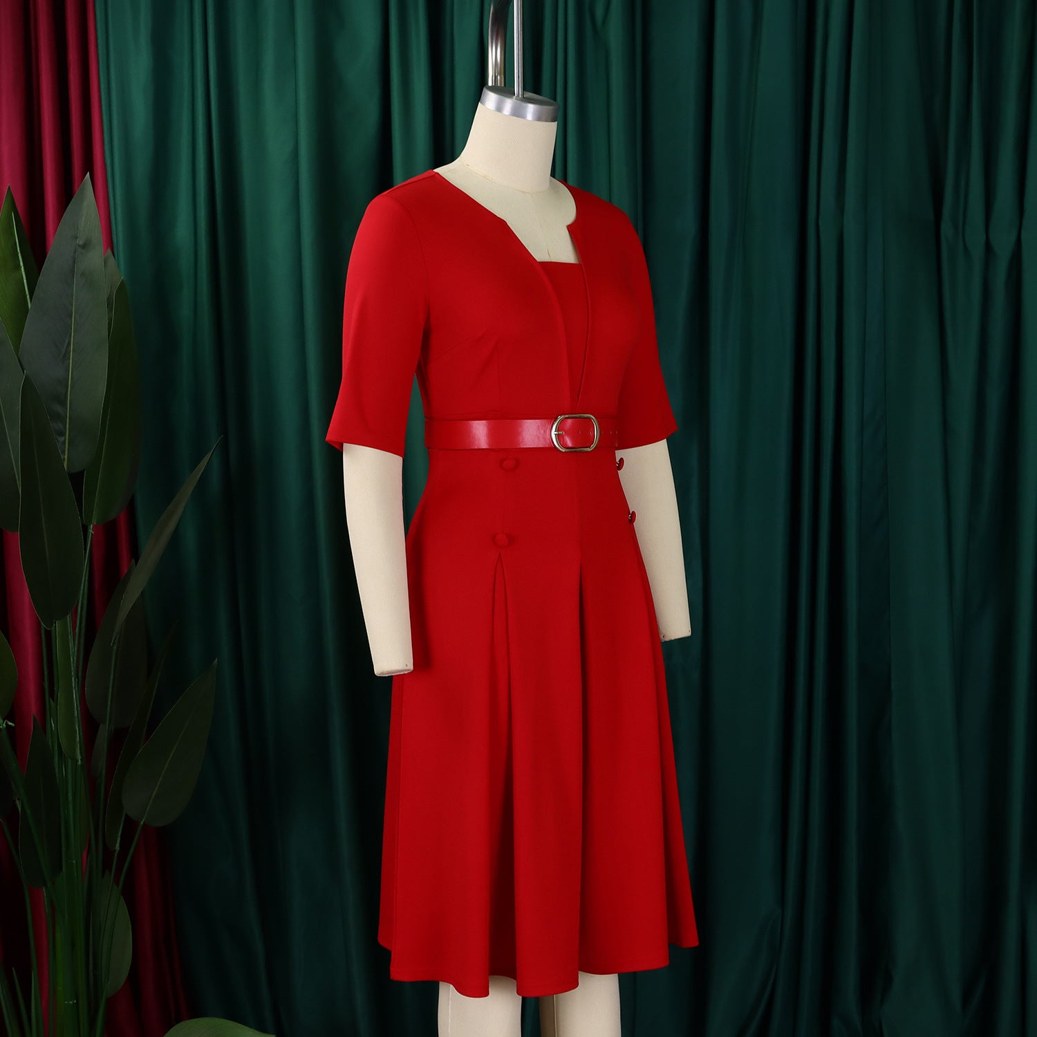 Women Summer Fashion Chic Elegant Solid Color Plus Size African Dress 10