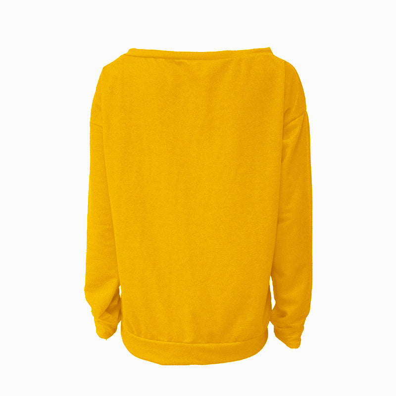 Love Letter Printed Long Sleeve T-Shirt Sexy Off-Shoulder Women's Top 22