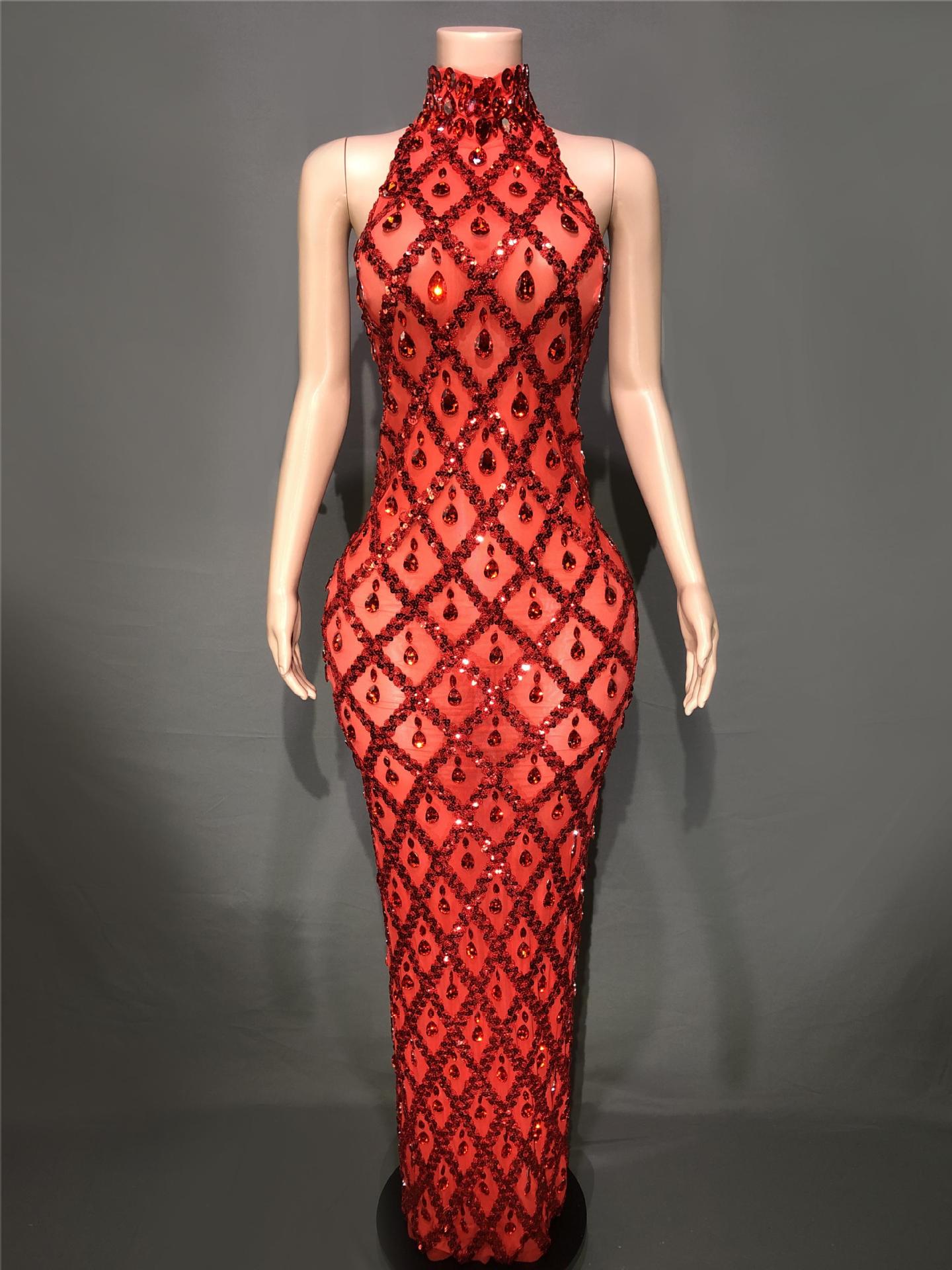 Plus Size Women rhinestone dress 15