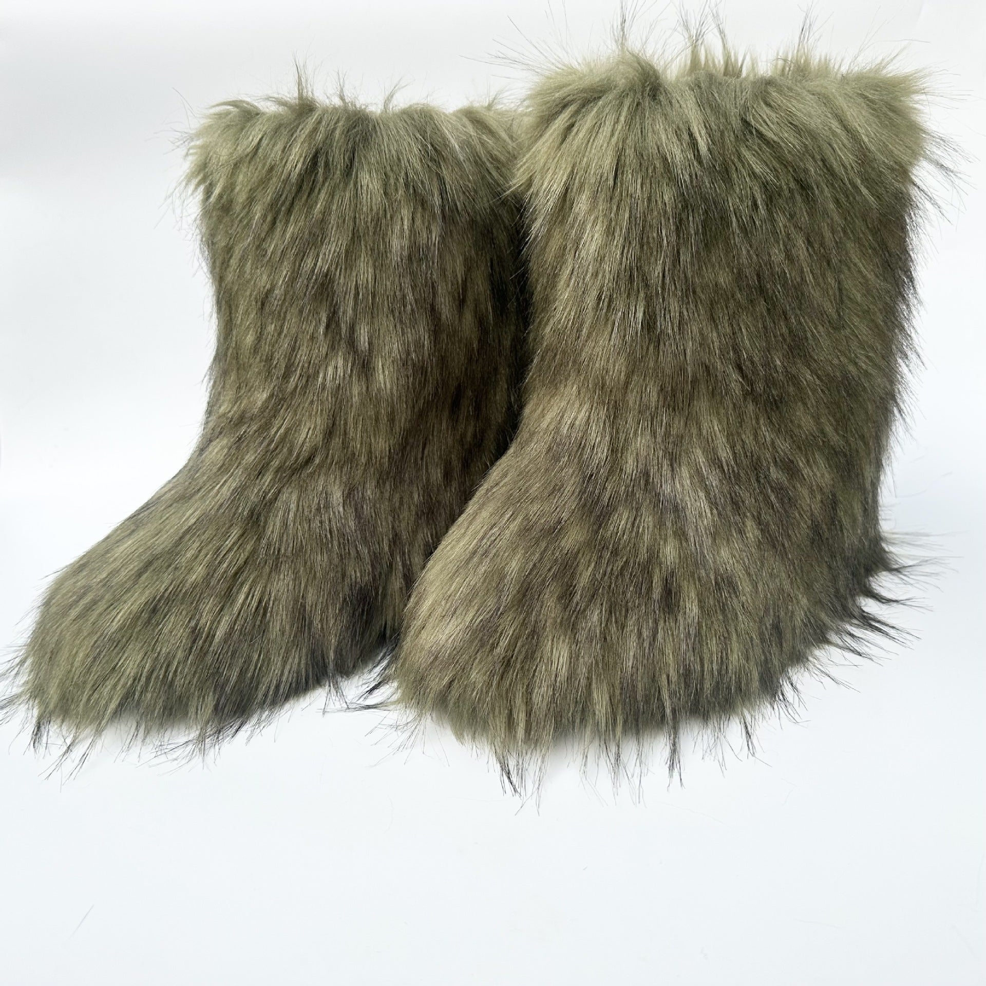 Women Furry Mid-length Snow Boots 4