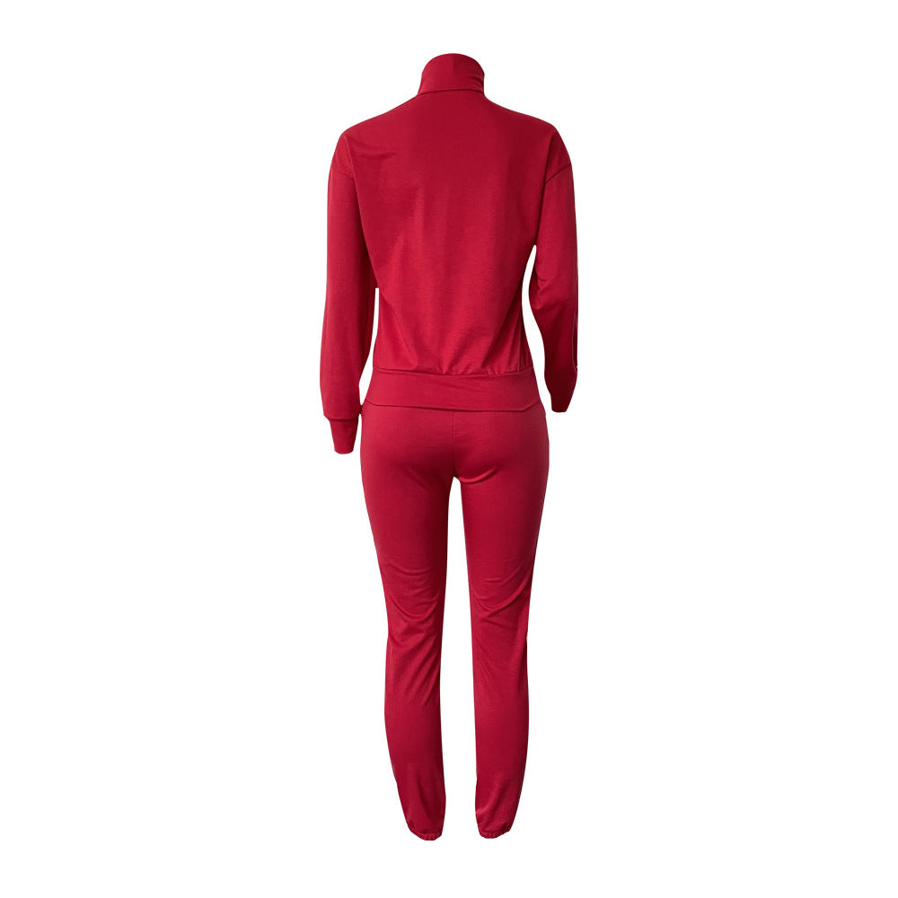 Women Winter Casual Zipper Sports Top and Pant Two Piece Set 20