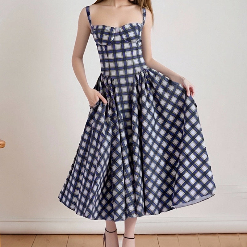 Women Spring Elegant French Retro Strap Dress 19