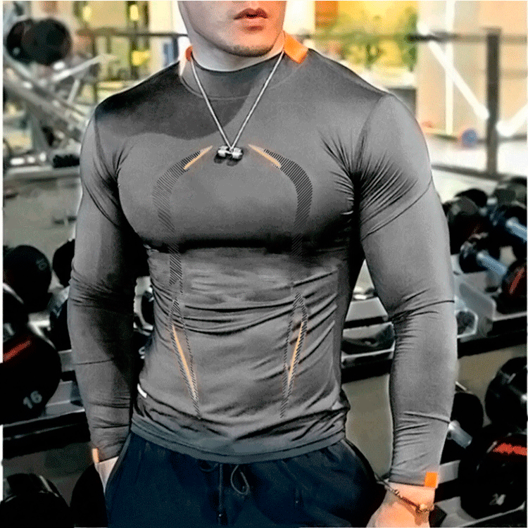 Summer Men'S Fitness Sports Training Breathable Short-Sleeved Quick-Drying Clothes Fashion Long-Sleeved T-Shirt New 18