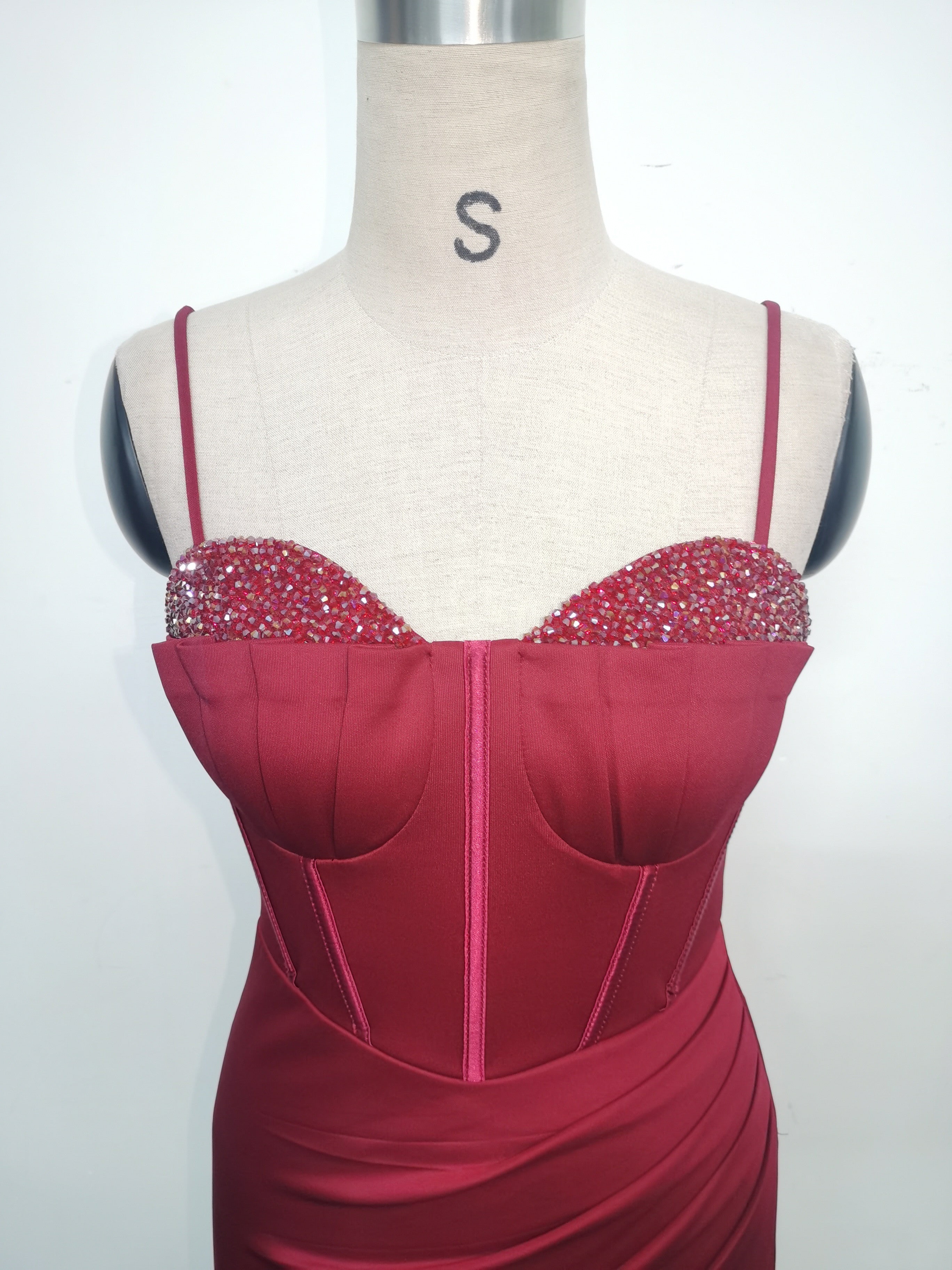 Women Fishbone Crystal Evening Dress 21