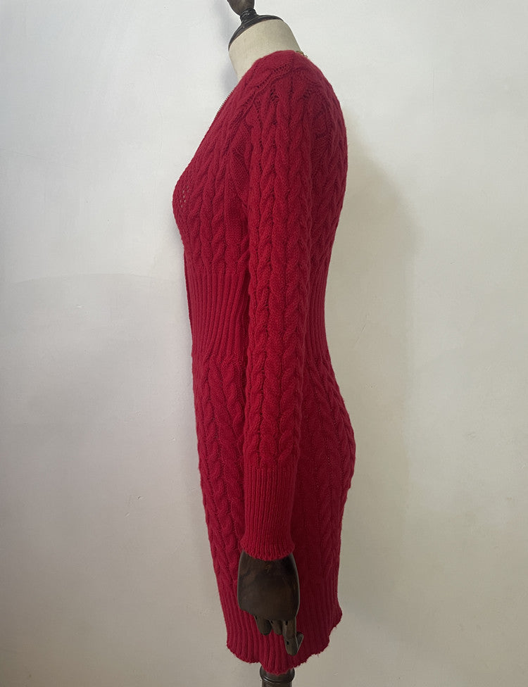 Autumn and winter knitting shirt half-zip v-neck Slim Fit sweater dress 28