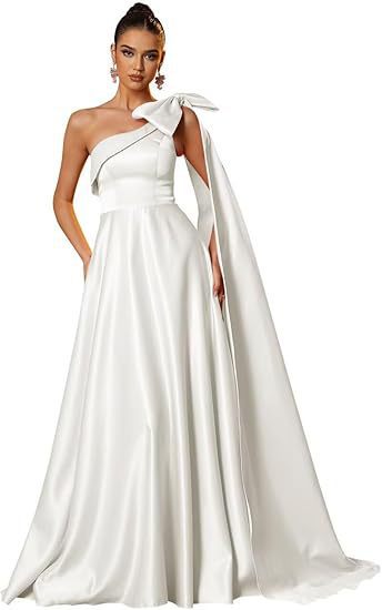 Women One-Shoulder Satin Formal Evening Dress（Processing time need 3-6 days） 14