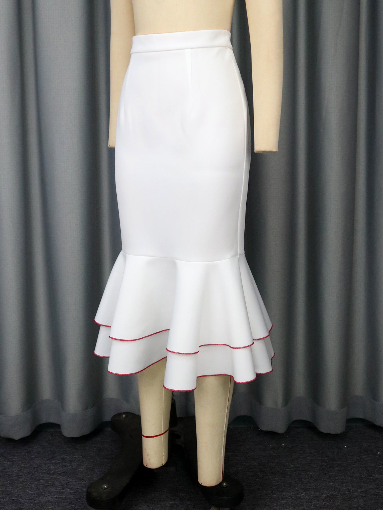 Women's Peplum Contrast Top & Chic Mermaid Pencil Skirt Two-Piece Set 11