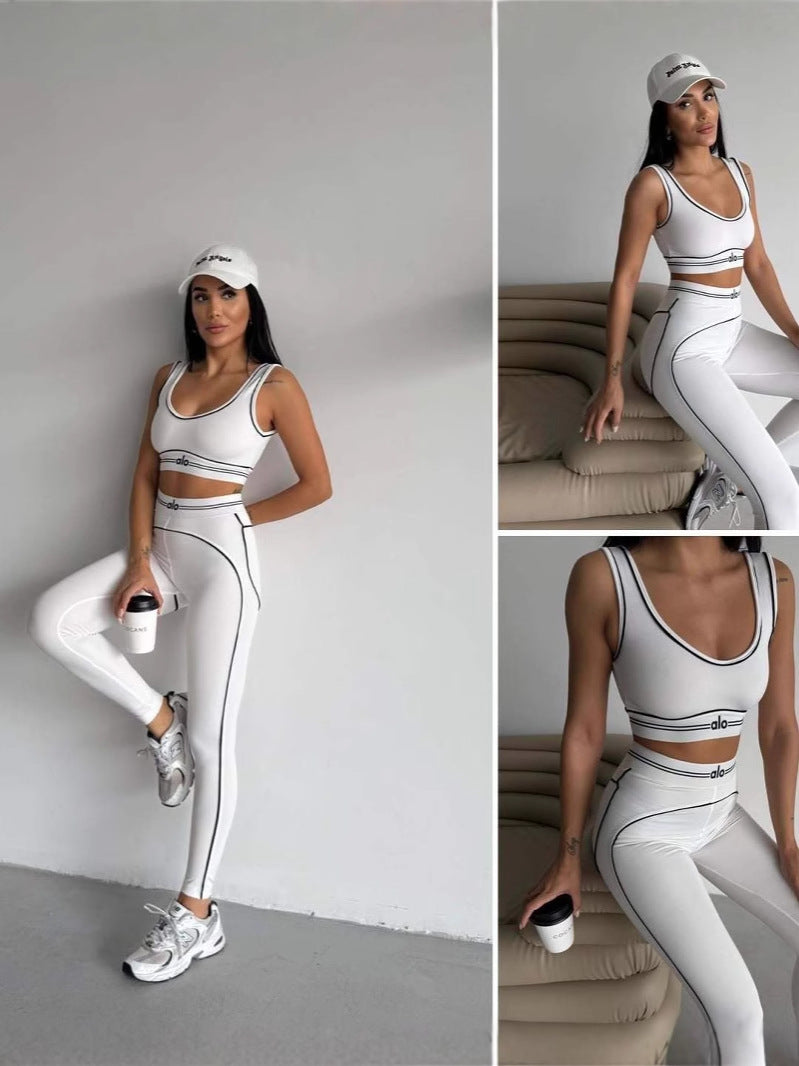 Women summer yoga sports vest fitness two-piece set 9