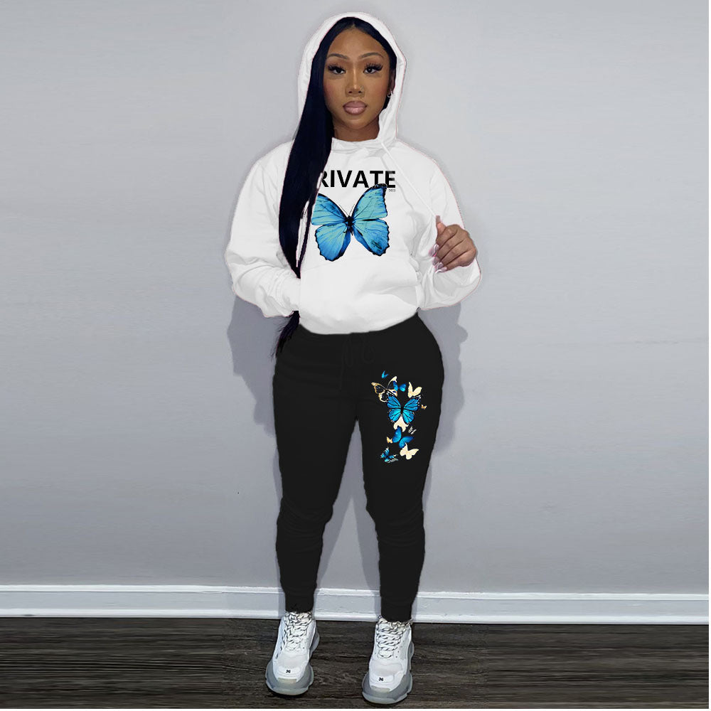 Plus Size Women's Fashion Print Contrast Color Tracksuits Sports Two-Piece Pants Set 7