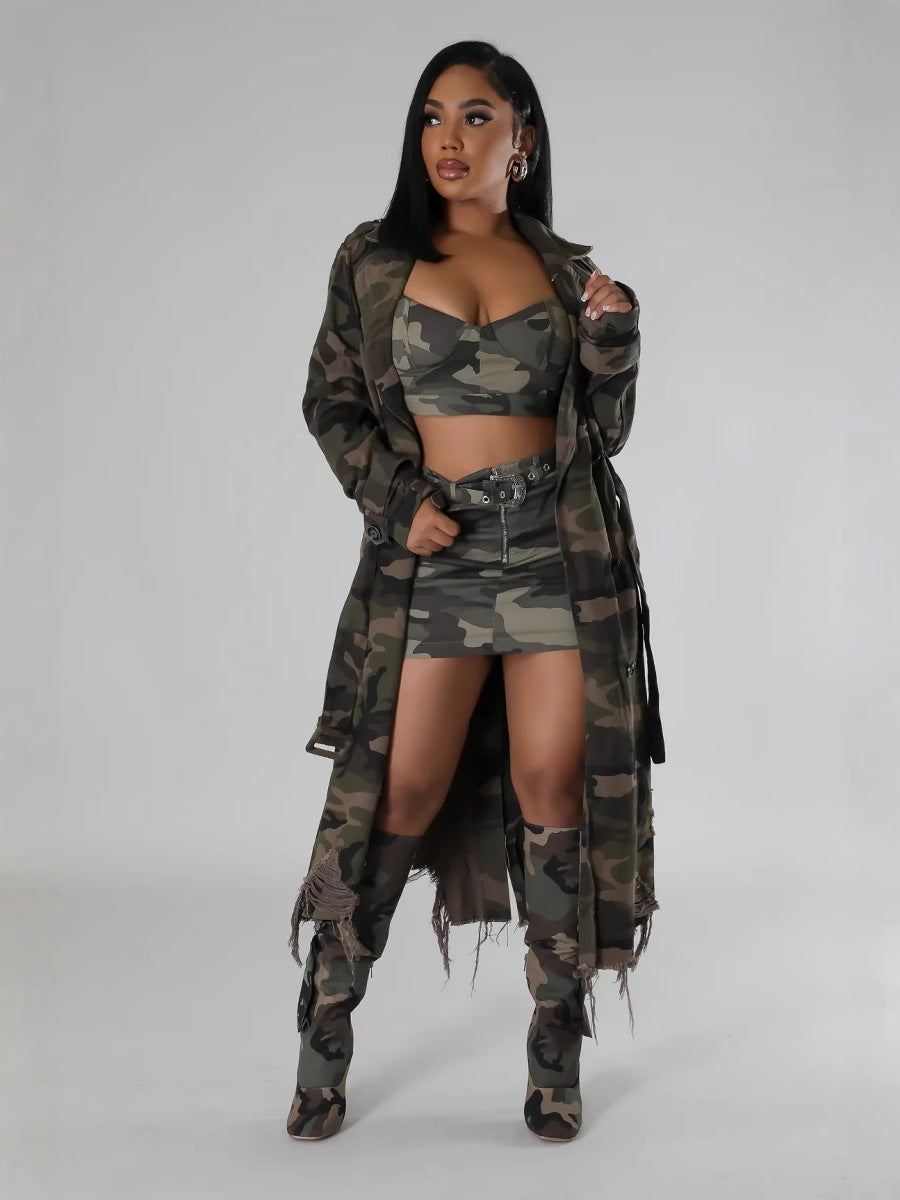Women's Ripped Camouflage Long Coat 6