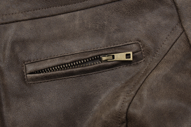 American Retro Distressed Short Jacketversatile Autumn Slim Fit Stand Collar Pu Leather Trendy Clothing 13