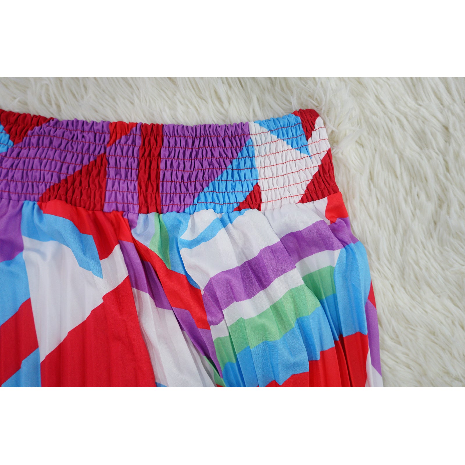 Women Halter Neck Backless Pleated Print Sleeveless Dress 19