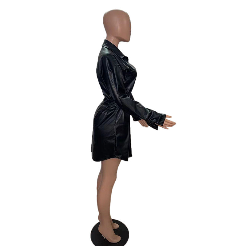 Women Fall/Winter Jacket Pleated Waist Dress 10