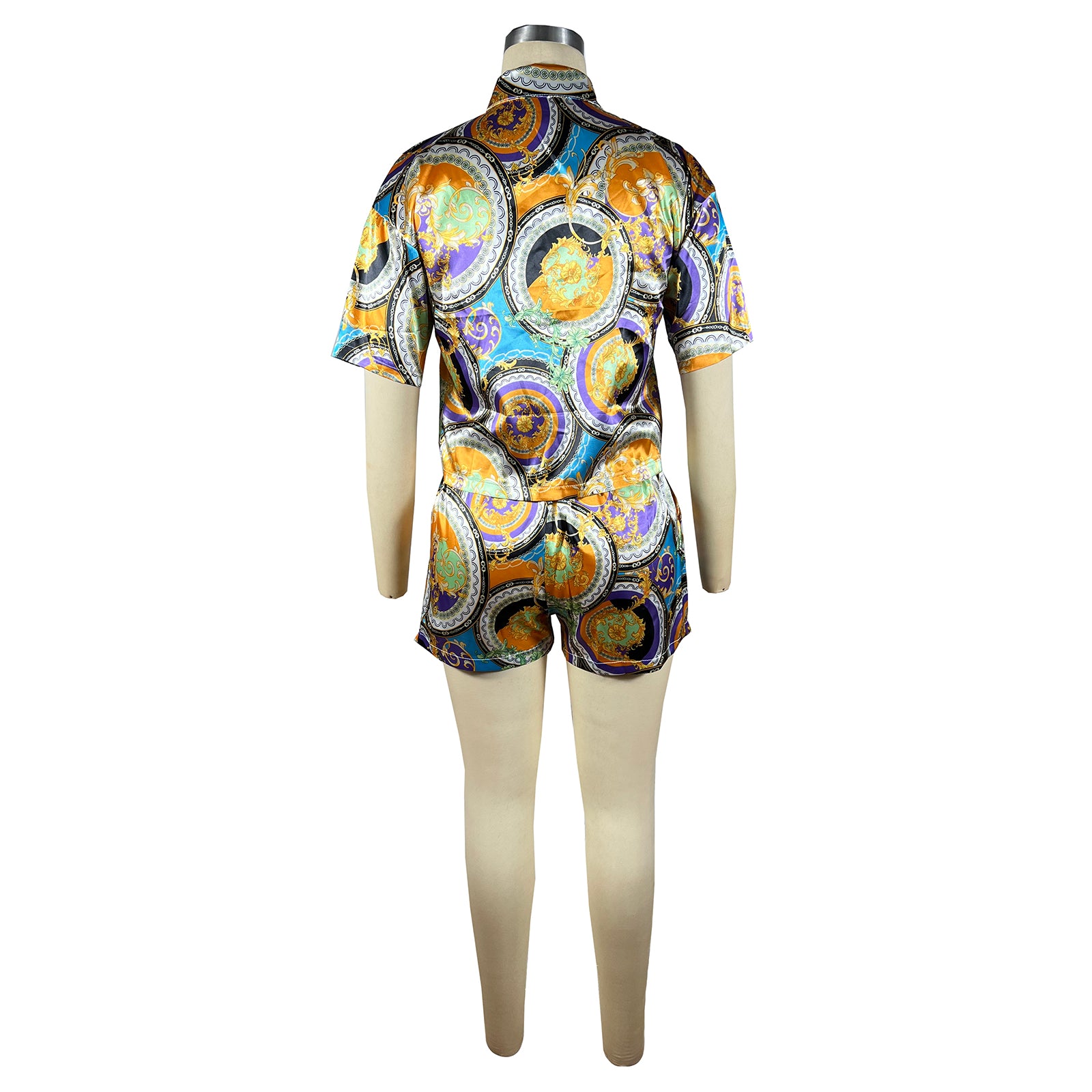 Women'S Clothes Printed Short Sleeve Shirt Shorts Set Two Piece Set 27