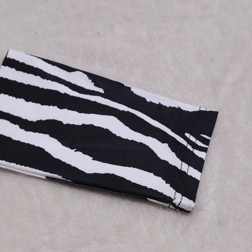 Plus Size Women's Sexy Zebra Print Slim Split Slim Fit Fashion Long Dress 5