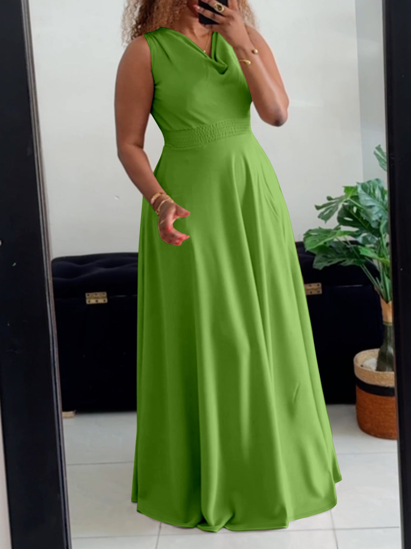 Plus Size Women Summer Solid Sundress 4