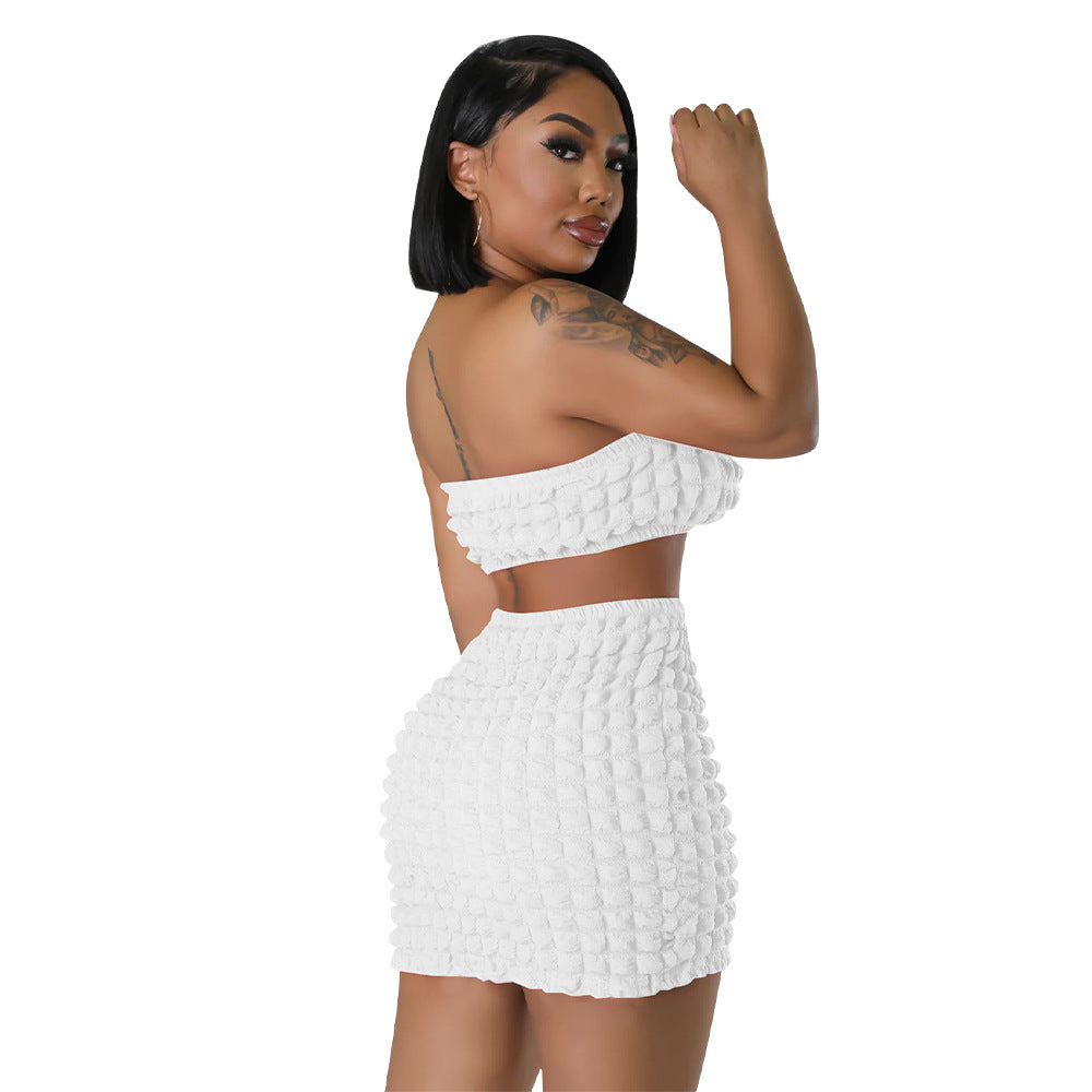 Women Sexy Bandeau Top and Skirt Two-Piece Set 10