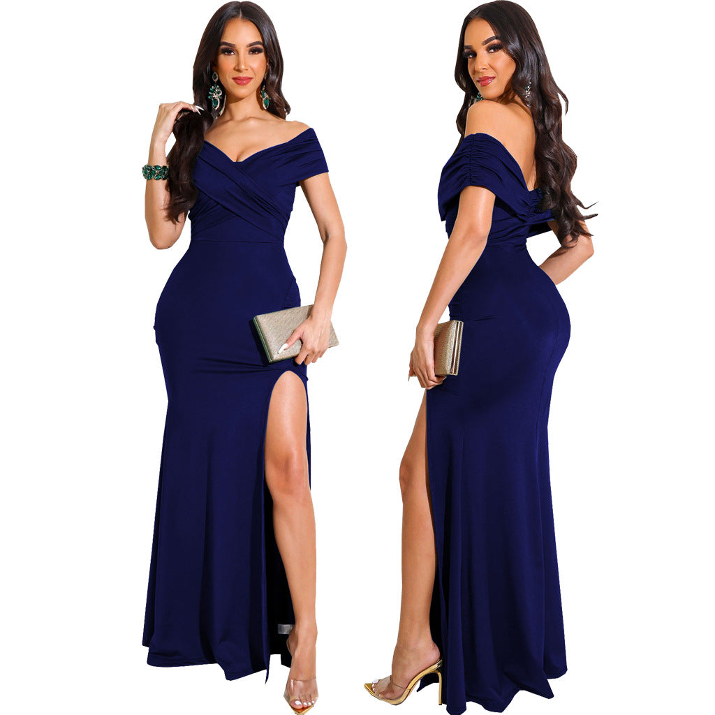 Women Sexy V-Neck Sleeveless Slit Long Dress 3