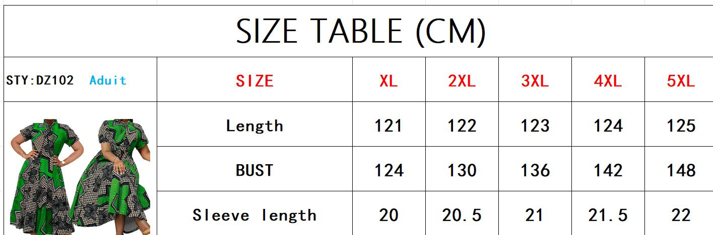 Plus Size Women's Short Sleeve Printed A-Line Long Dress 7