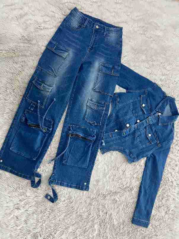 Women Casual Denim Top and Pant Two Piece Set 8