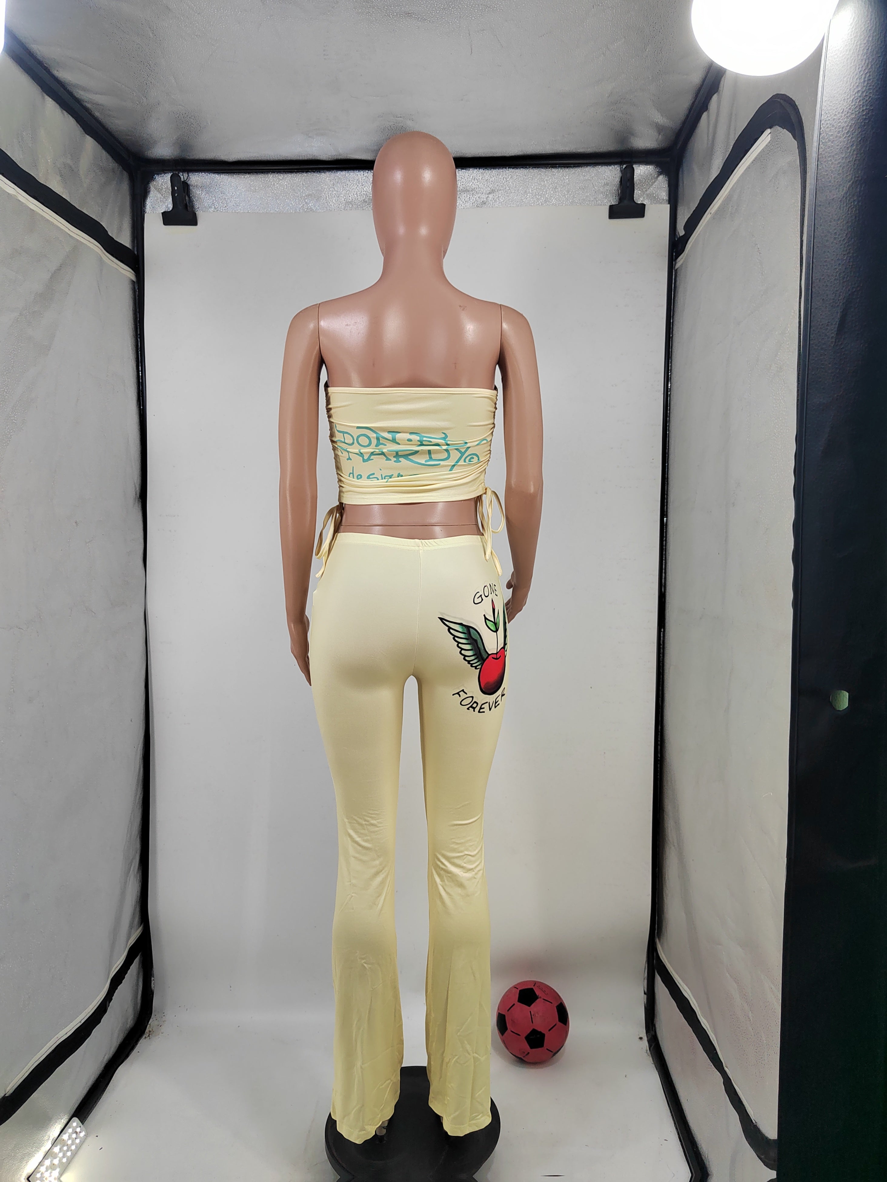 Women's Print Strapless Vest Pants Two Piece Set 8