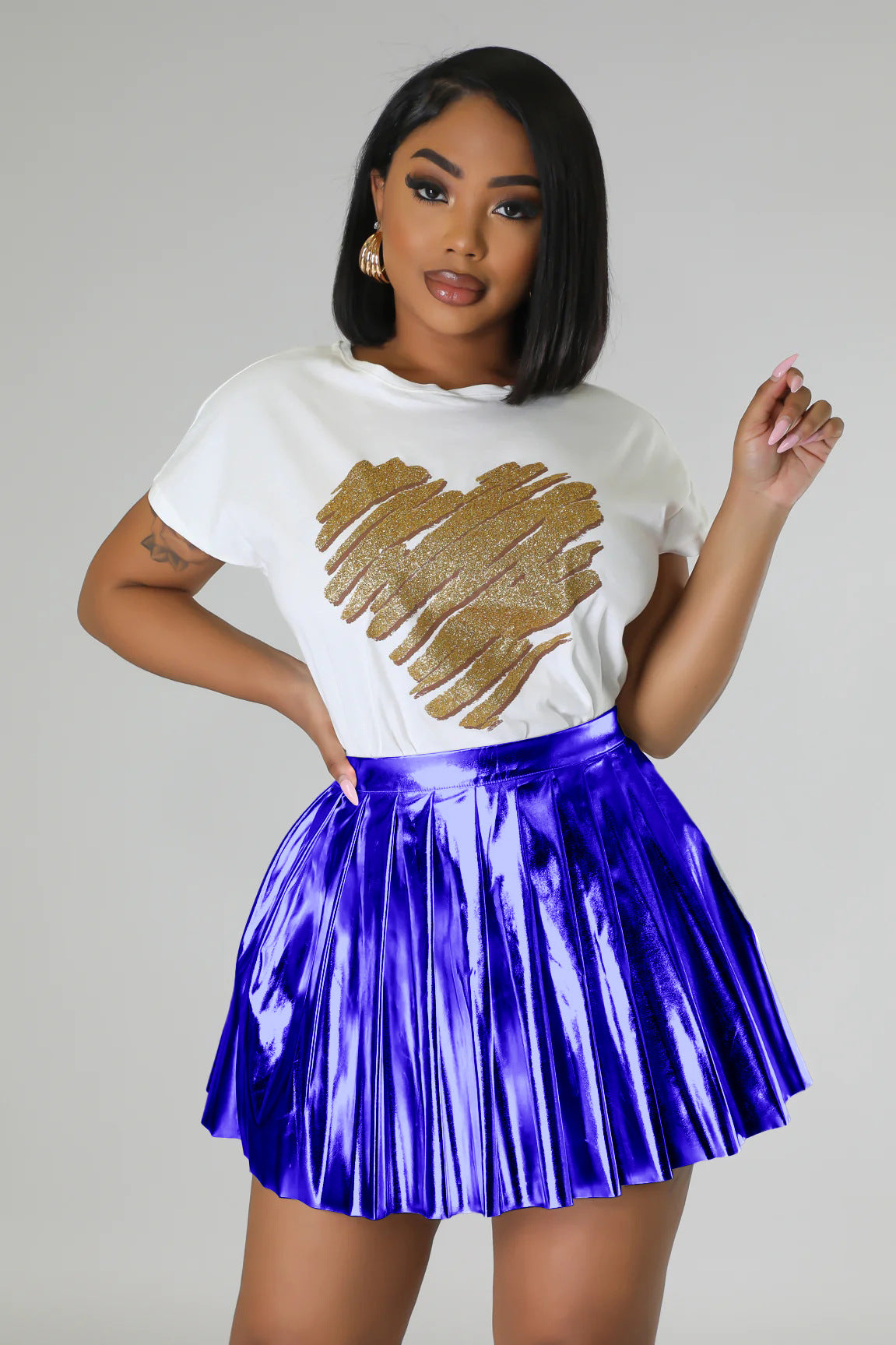 Women's Fashion Sexy Shiny Pleated Skirt For Women 7